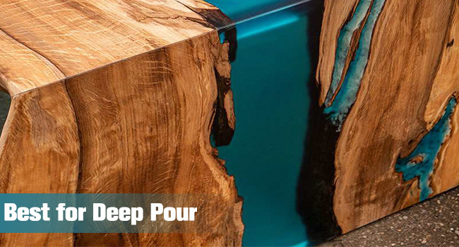 Deep Pour Epoxy Resin for 2-4 Inch Pour Depths, Bubble Free, Low, Crystal Clear Casting Resin for River Tables, Wood Fillers