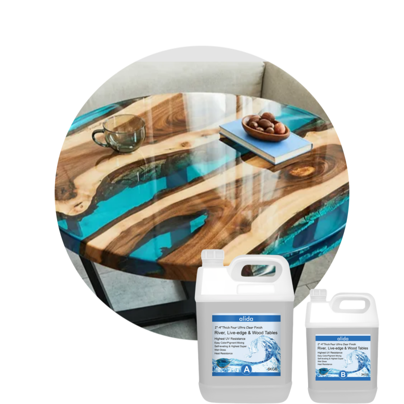 Crystal Clear Deep Pour Epoxy Resin for River Tables, Live Edge and Wood Filler, Clear Casting Pourable Epoxy Resin-2:1 Ratio