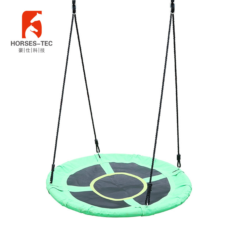 Portable 100cm round fabric outdoor child swing chair for tree playground