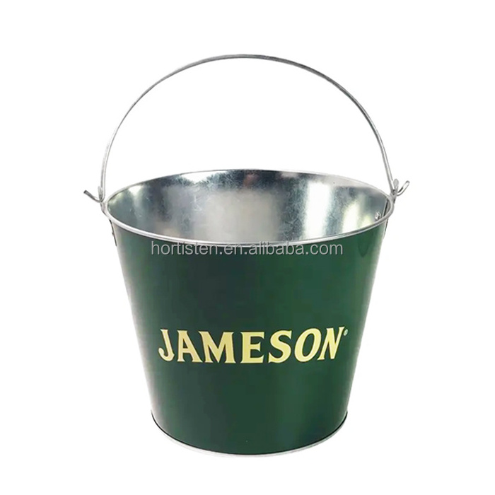 5L Custom bucket logo color printing galvanized metal ice bucket with handle for Jason beer night club