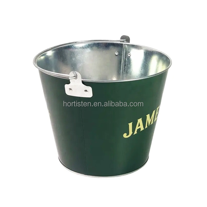 5L Custom bucket logo color printing galvanized metal ice bucket with handle for Jason beer night club