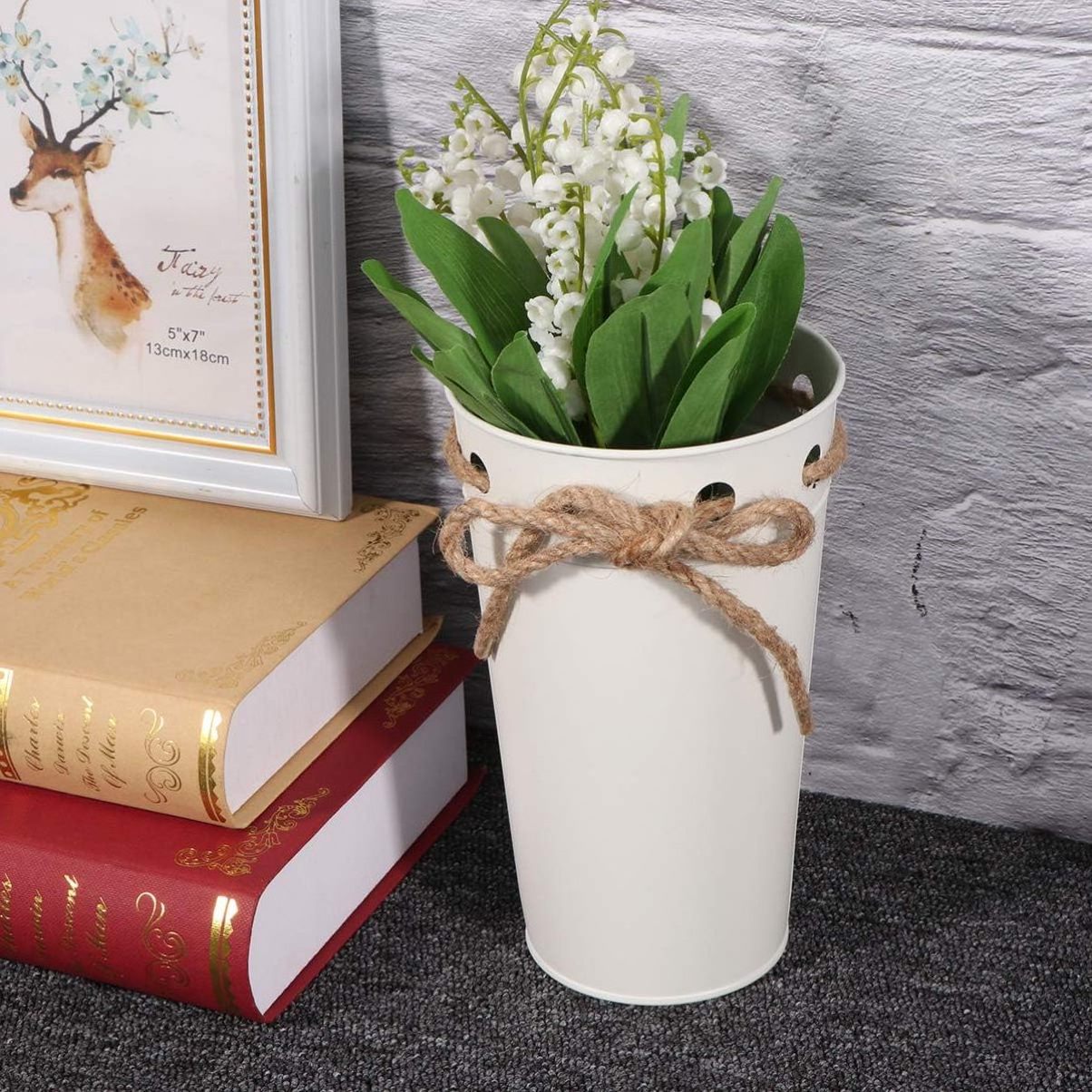 Metal Rustic Vases Tin Planters Bucket Flower Container Galvanized Flower Vase White Metal For Dried Flowers