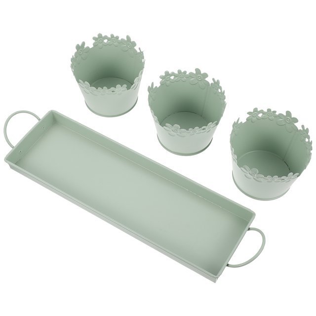 Galvanized Tub Planters-with-Drainage Tray Set Indoor Outdoor-Use