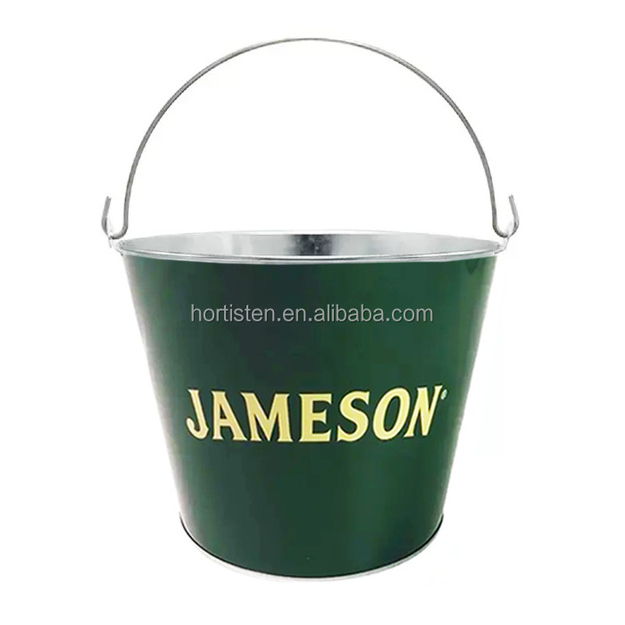 5L Custom bucket logo color printing galvanized metal ice bucket with handle for Jason beer night club