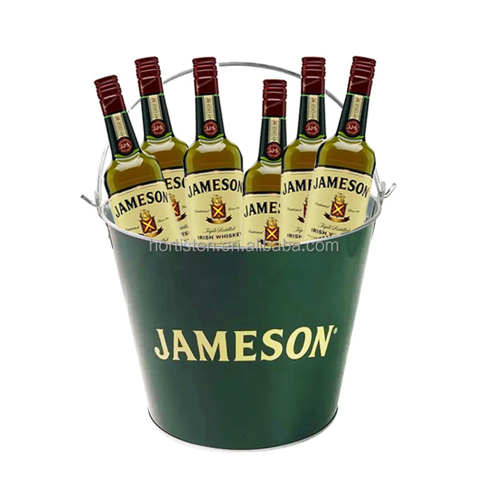 5L Custom bucket logo color printing galvanized metal ice bucket with handle for Jason beer night club