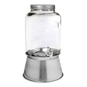 Galvanized Steel 1 Gallon Glass Drink Dispenser cooler cold large wholesale glass beverage dispenser