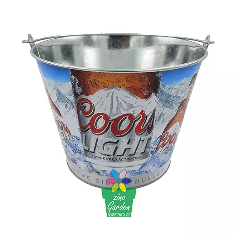 Cool light beer bucket holds about 6 beers personalized logo bar ice metal tin wine bucket beer bucket with handle for party