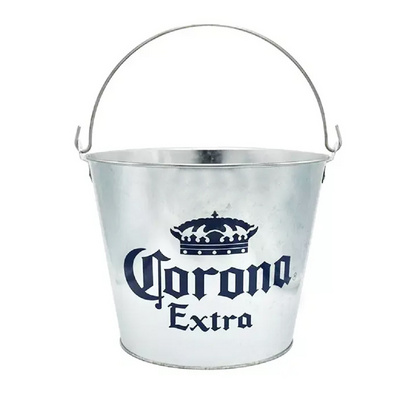 Wholesale Galvanized 5L Beer Ice Bucket Custom Logo Drink Cooler Bucket  Metal Party Buckets With Handle For 6 Corona Beers