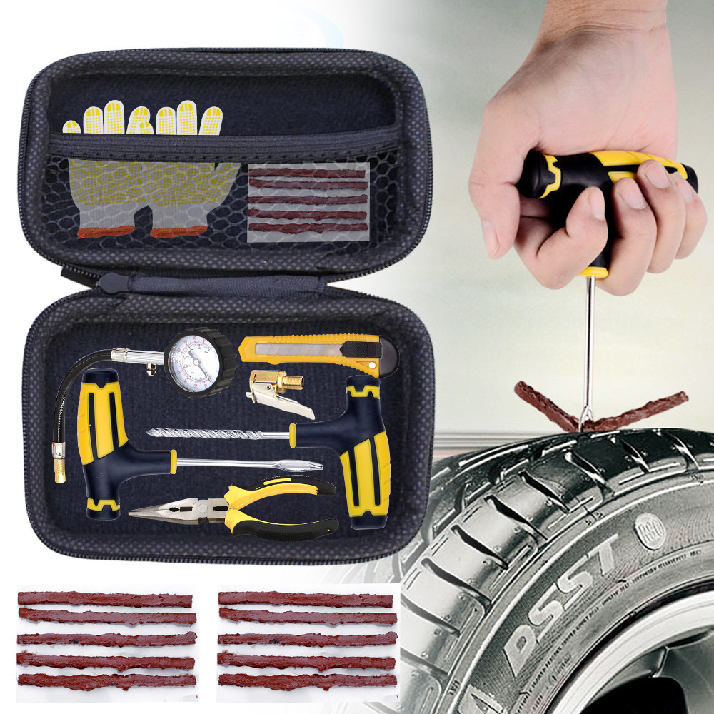 Tire Plug Repair Kit  Fix Punctures Plug Flats with Ease Heavy Duty Flat Tire Puncture Repair Kit for Car Motorcycle, ATV, ETC