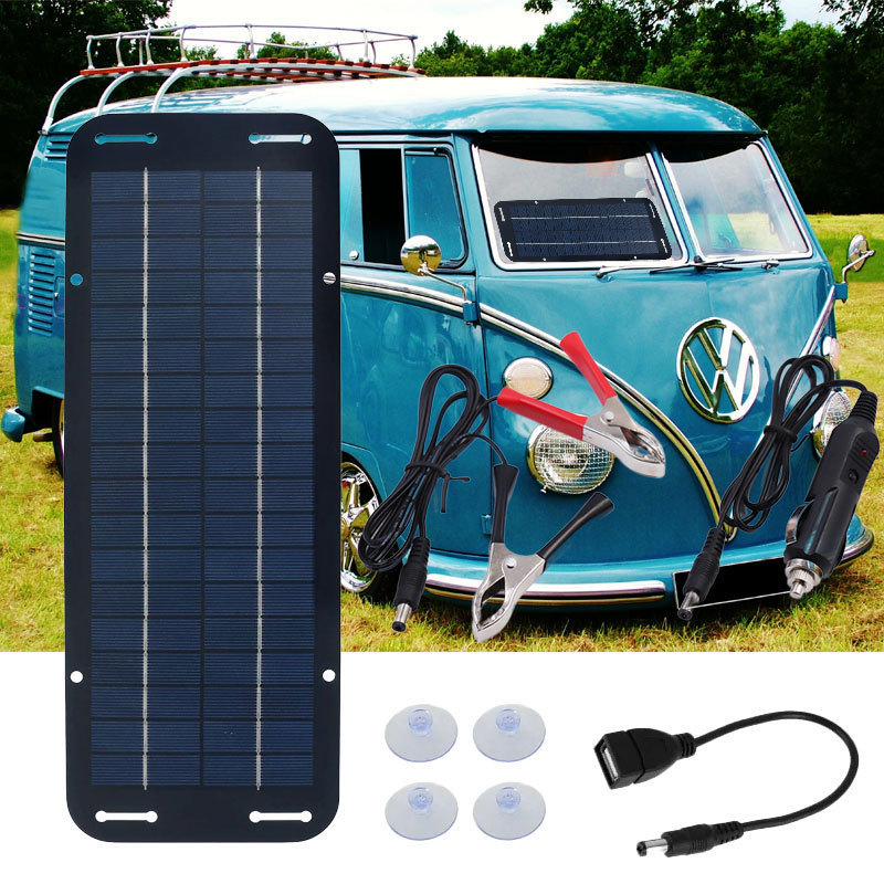 Solar Trickle Charger 5W 12V Solar Panel Car Battery Charger Portable Solar Battery Maintainer  Car Motorcycle Boat Marine RV