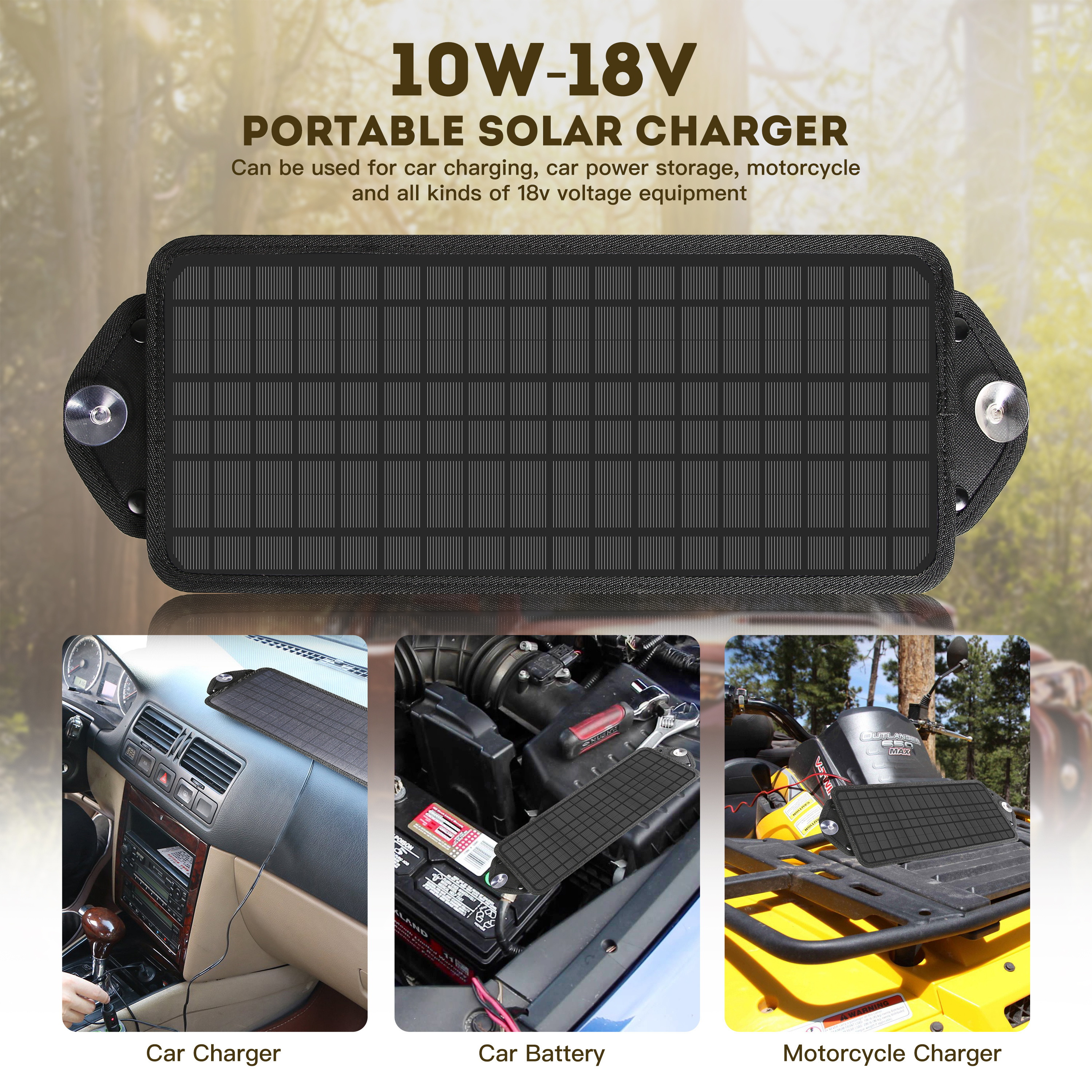 Solar Car Battery Trickle Charger & Maintainer 12V Solar Panel Power Battery Charger With Cigarette Lighter Plug