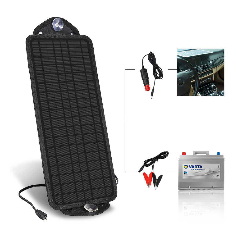 Solar Car Battery Trickle Charger & Maintainer 12V Solar Panel Power Battery Charger With Cigarette Lighter Plug