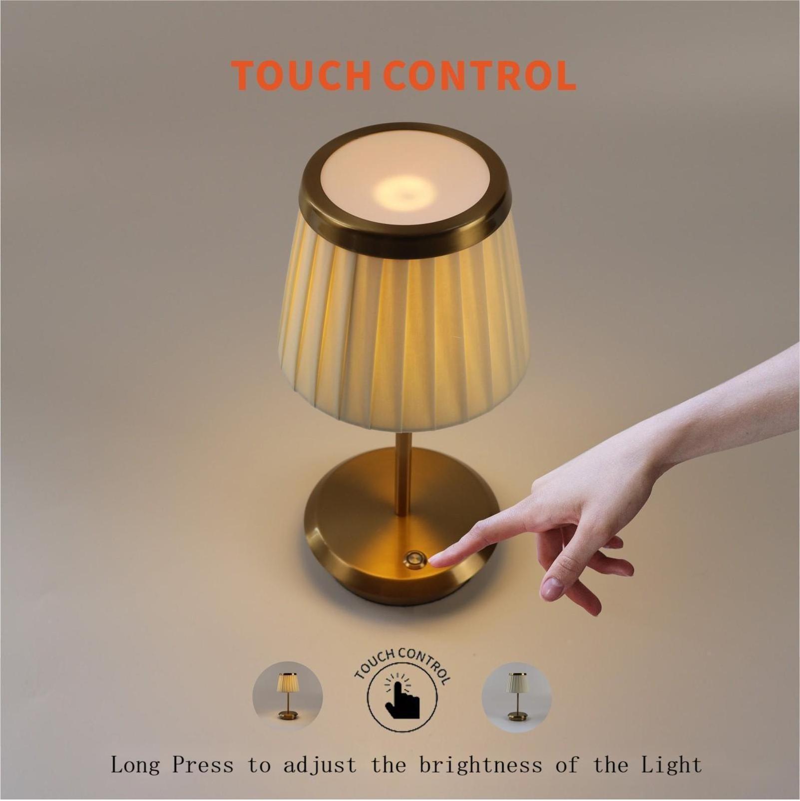 Battery Operated LED Table Lamp, Cordless Desk Lamp with 3 Level Brightness Touch Control,Rechargeable Night Light for  Bedroom