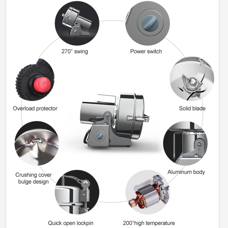 Multi-function dry grinder for small grains mill Commercial powder grinding machine 2500g