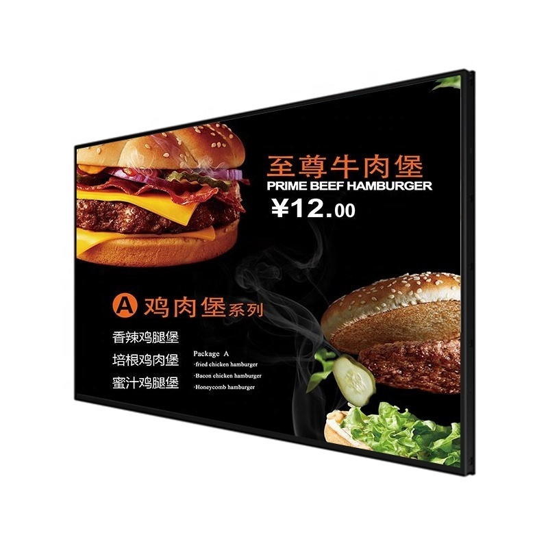 65 inch lcd tft fast food drive-thru restaurant kfc led panel Wall Mount menu display digital menu board