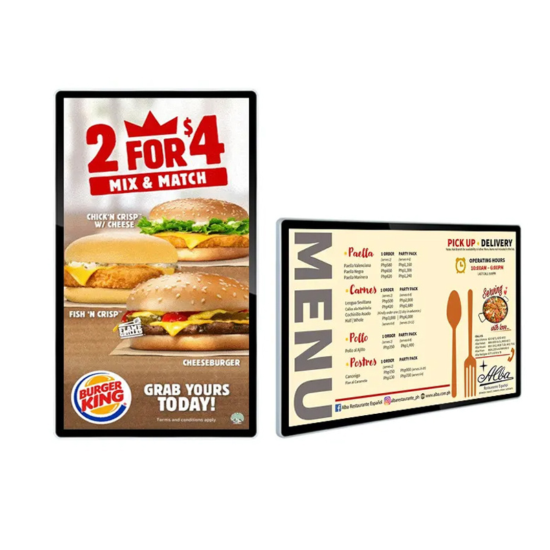 32 43 50 55 inch menu display screen lcd screen wall mount restaurant coffee fast food indoor digital menu board