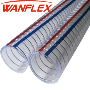 Flexible fiber spiral transparent steel wire hose 1/4"-8" inch clear reinforced flexible pvc duct hose