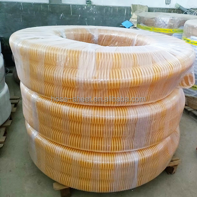 3 4 inch 50mm reinforced orange yellow flexible vacuum PVC helix corrugated spiral suction and discharge hose pipe