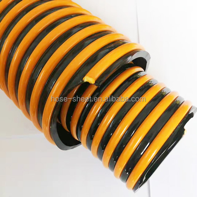 3 4 inch 50mm reinforced orange yellow flexible vacuum PVC helix corrugated spiral suction and discharge hose pipe