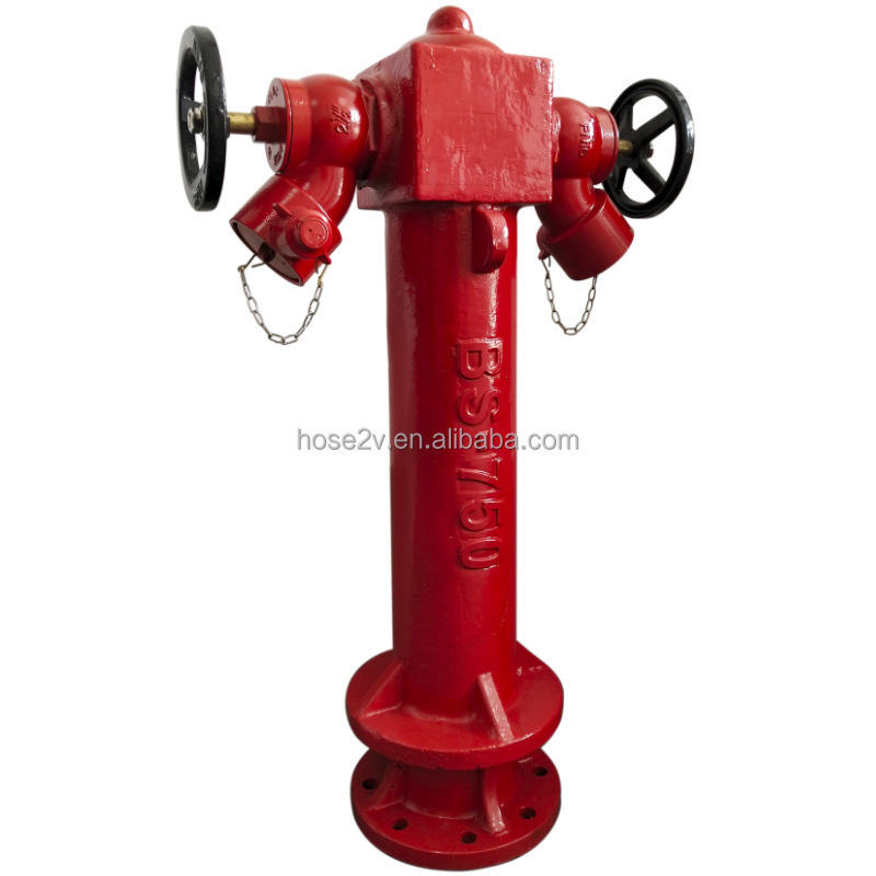 2 Way Pillar Fire Hydrant Valve DN100 Ground 4inch Fire Hydrant Valve Flange inlet BS4504 Pillar Fire Hydrant BS750