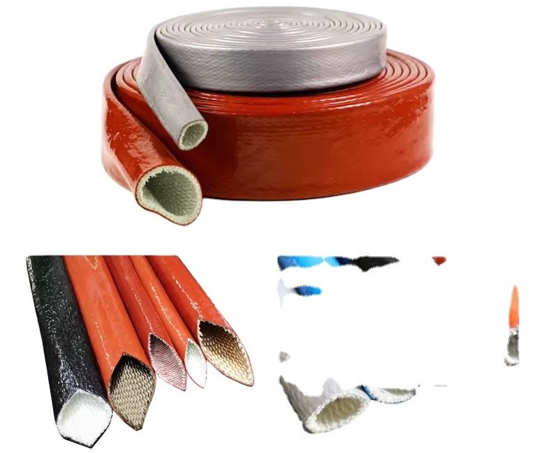 Insulation Glass Fiber Sleeving Silicone Fiberglass Pyrojacket Fire Sleeve Withstand Voltage Plastic Fiberglass Braided Tube