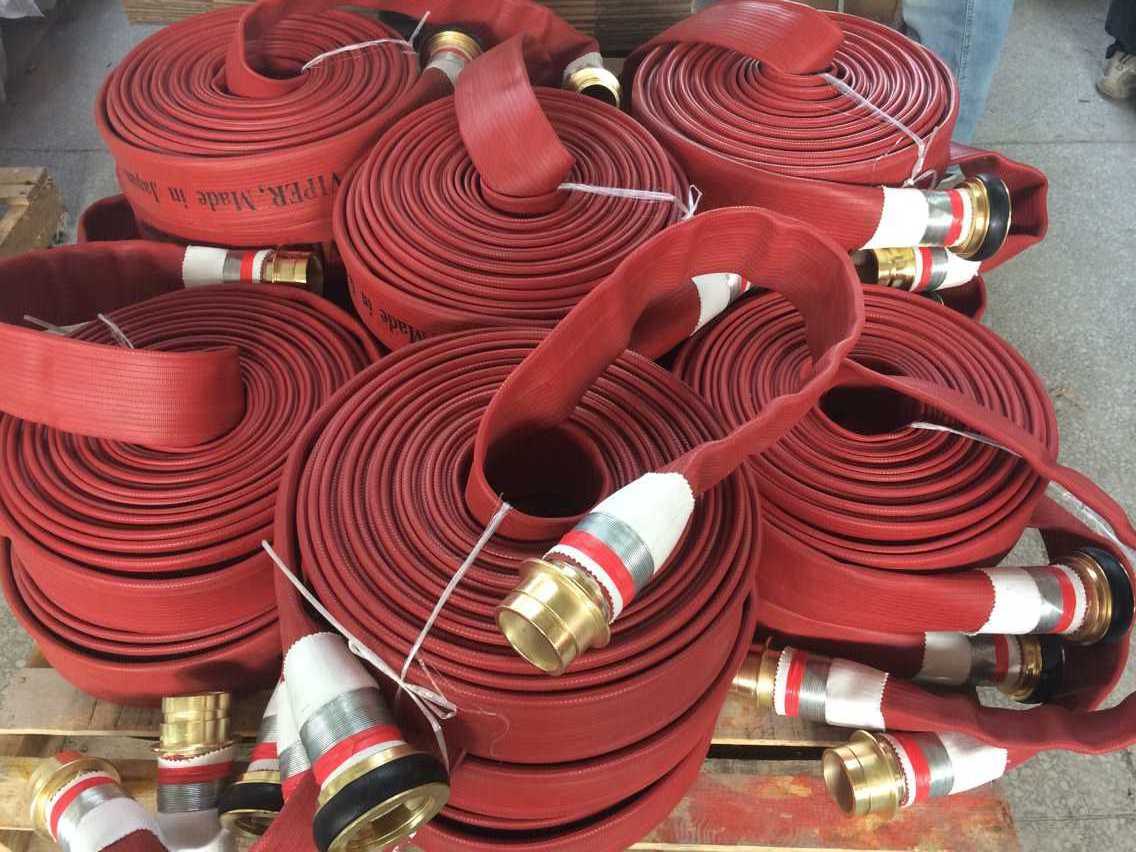 high pressure Rubber Fire Hose Durable Red Hose with Brass/aluminum Storz hose couplings Germany type for fire fighting 20bar