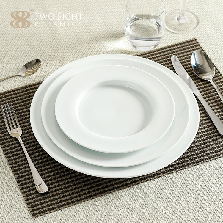 Custom White Printed Serving Porcelain Dinner Plates Sets Ceramic Wedding Plates For Restaurant Ceramic Plate Set Dinnerware