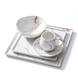 Good Price Porcelain Dinner Plate Supplier Gold Line Marble Dinnerware Dinner Set