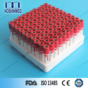 Red cap no additive plain tube blood test container