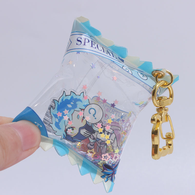 Custom Printing Inflatable Candy Shaped Keychain Shaking Anime Shaker Acrylic Candy Bag Keychain Charms