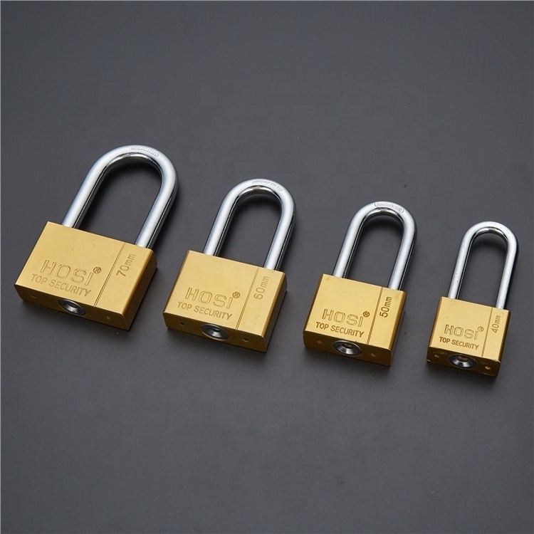 Top Sell Hot Product HOSI Lock C204-L Electrophoresis Iron Padlock Long Shackle Vane Keys Size 40-70mm Cadeado Plastic Package