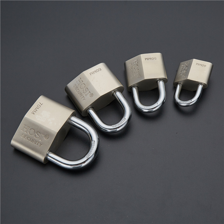 Wholesale Cheap Good Product HOSI Lock 304 Electroplated Iron Padlock   with Vane Keys Size 40-70mm Cadeado Plastic Package