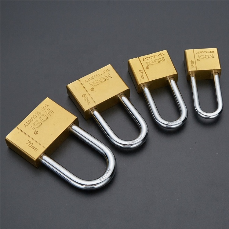 Top Sell Hot Product HOSI Lock C204-L Electrophoresis Iron Padlock Long Shackle Vane Keys Size 40-70mm Cadeado Plastic Package