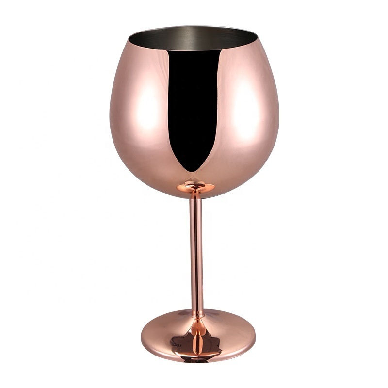 Luxury High Fashion Customized Colored Gold Stainless Steel Red Wine Glasses Goblet Cup Set For Wedding Party