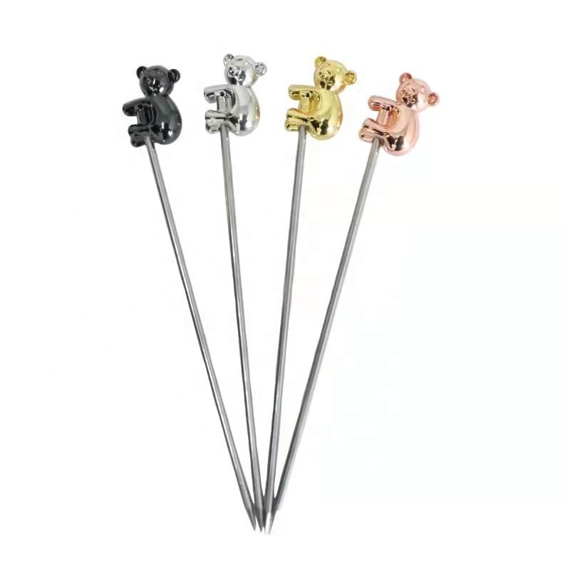 304 Stainless Steel copper Cocktail Pineapple Swan Owl Top Mixing Drink Stirrer Reusable Cocktail Picks Fruit Picks