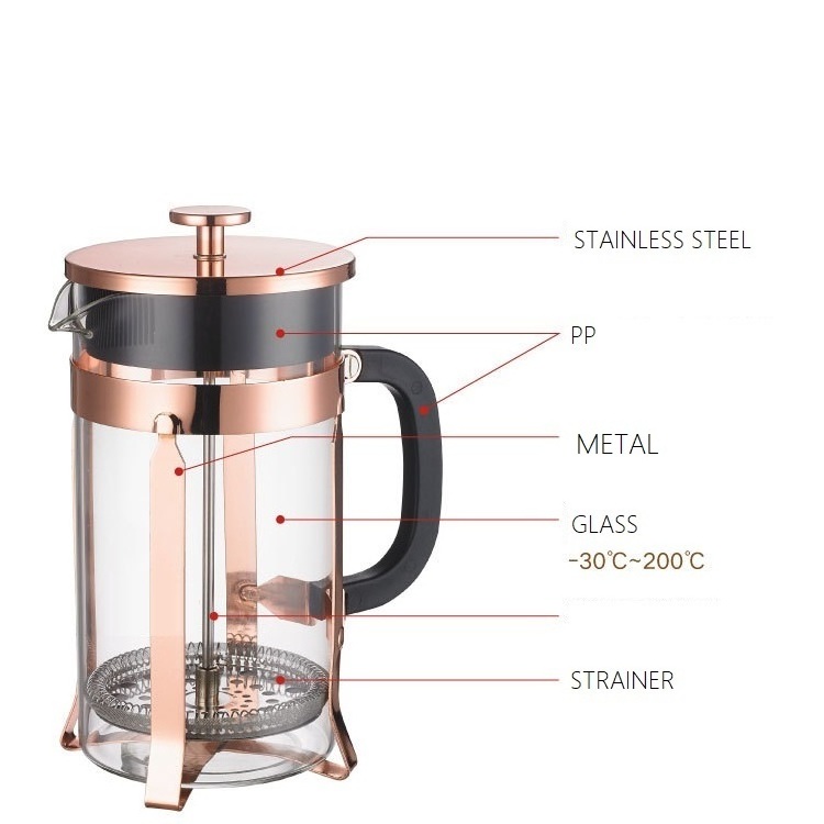 Hot Sale Classic Style French Press with 2pcs coffee cup Coffee Maker Set tea and coffee sets