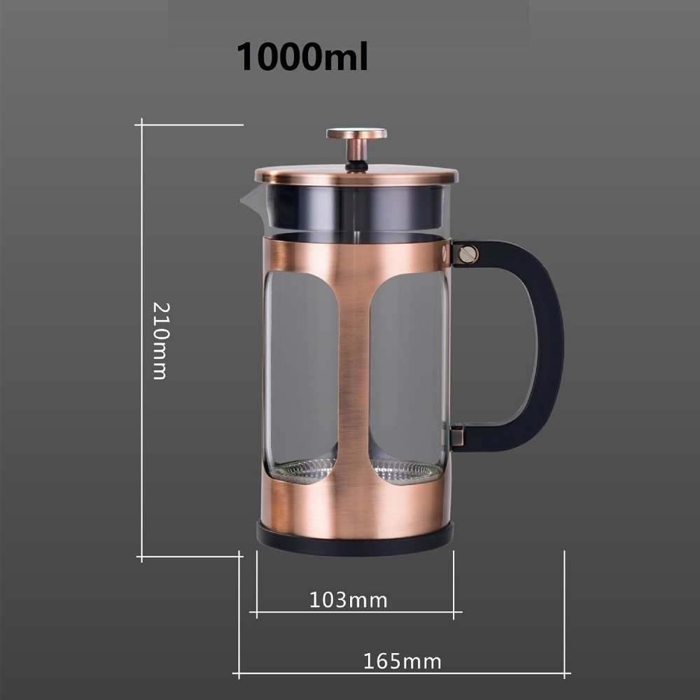 1L Metal copper french press french press coffee maker french press glass