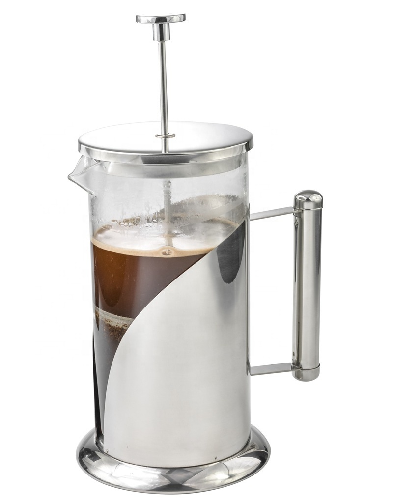 stainless steel frame high borosilicate glass french press with 4 Level Filtration System, 34oz-8 cups