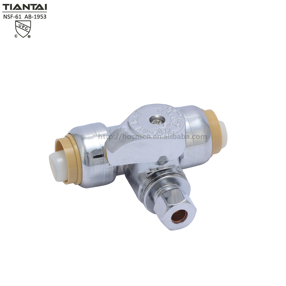 american style quick open 1/4 turn straight angle stop valve compress shut off valve