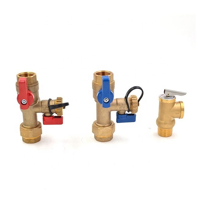 3/4 inch Lead Free water heater service valve kit with pressure relief valve