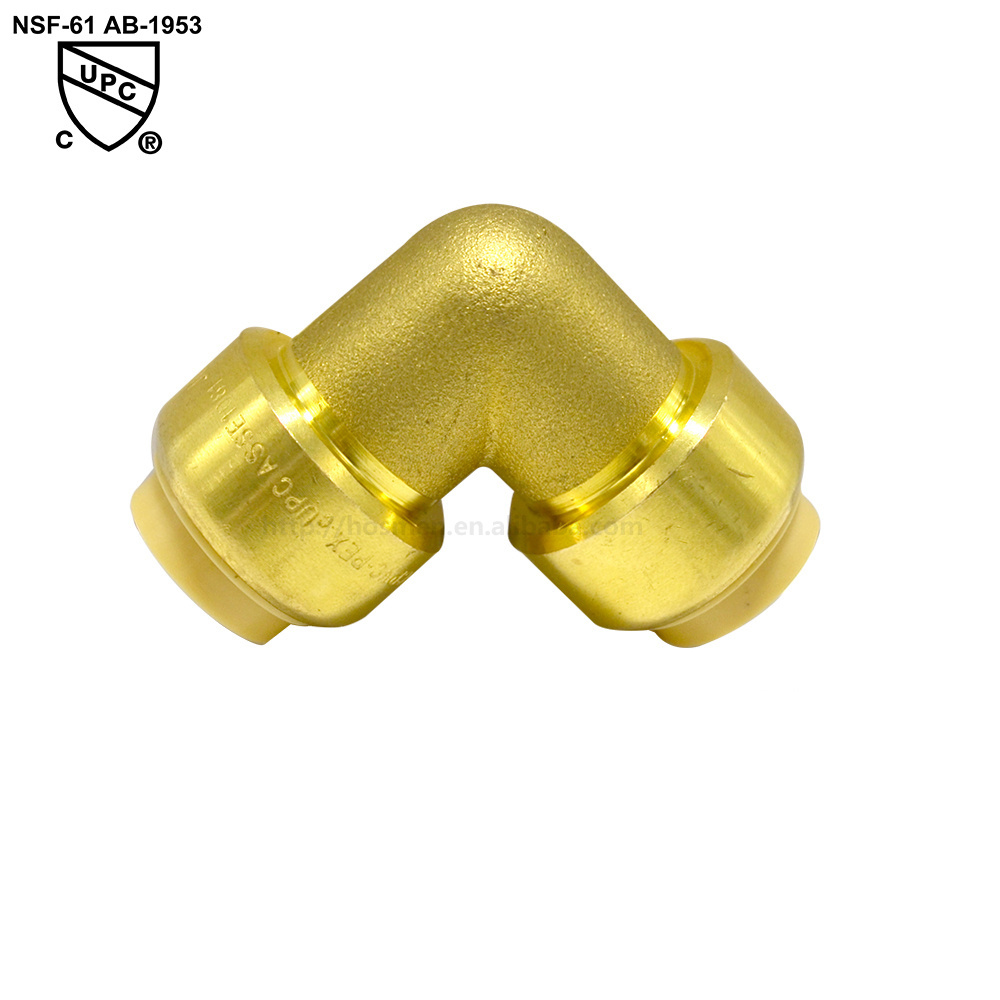 Lead Free cUPC NSF-61 Push To Fit 90 Degree Elbow Brass Connector PTC Plumbing Brass Fitting