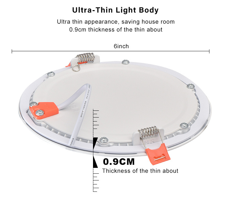 ETL 9w 12w 4/6 inch dimmable square round flat pot lights recessed ceiling led panel lights for home shopping hospital workshop