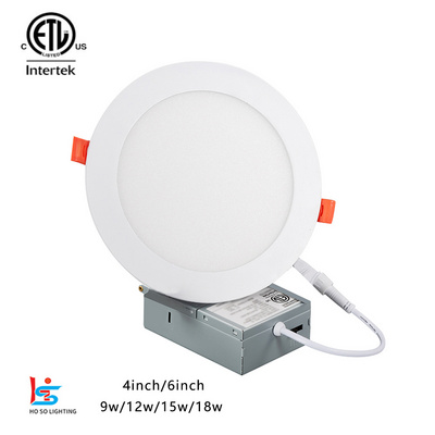 ETL US Standard 4inch 6 Inch 3CCT 5CCT Selectable Ultra-Thin LED Retrofit Recessed Ceiling Panel Down Light with Junction Box