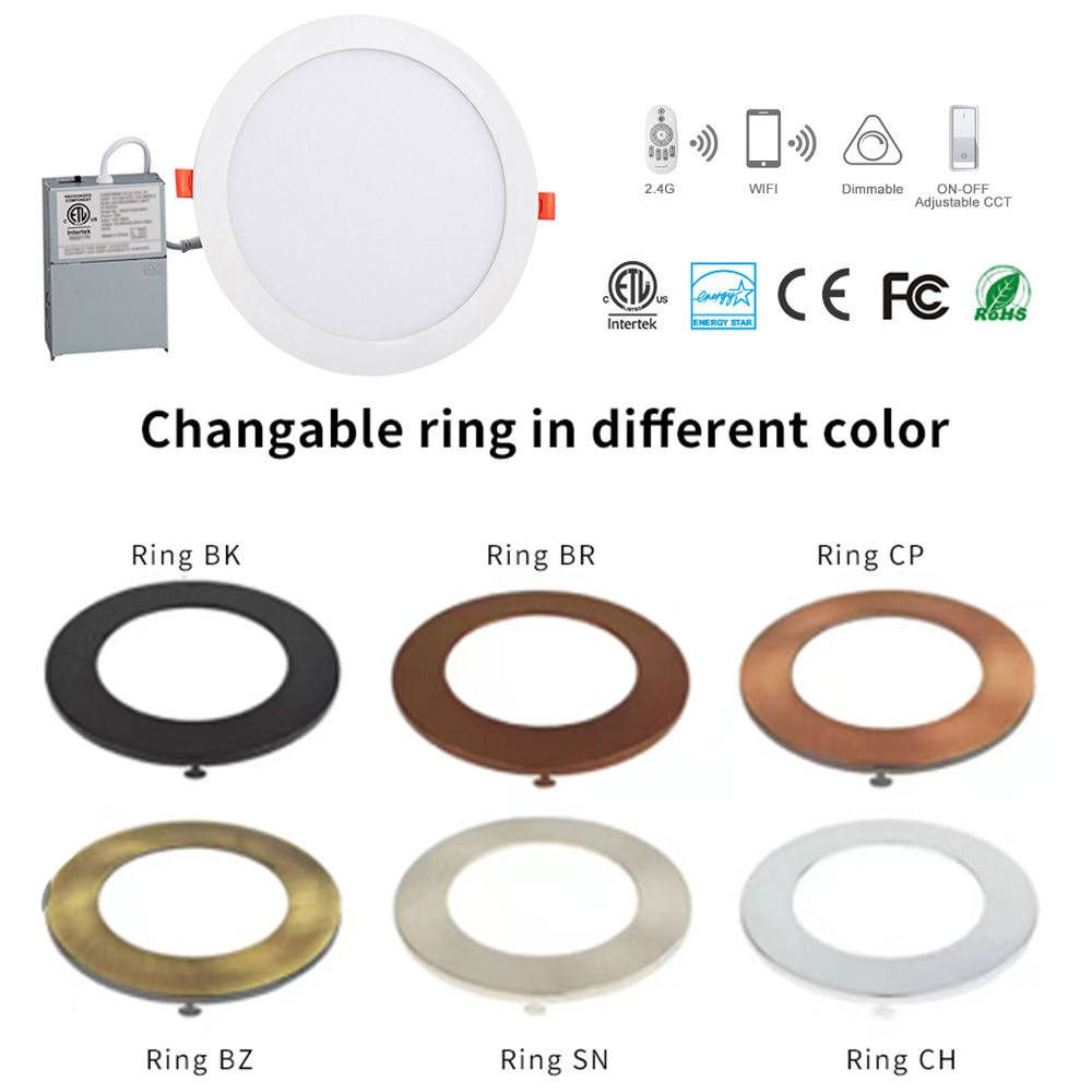 4inch 12W 5CCT Ultra-Thin LED Recessed Ceiling Light With Night Light Junction Box Slim Panel Light