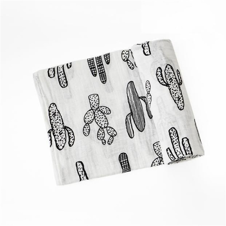 Cactus Printed Neutral Newborn Baby Muslin Swaddle Blankets New Design 0-3 Months Baby Swaddle Wrap Blanket