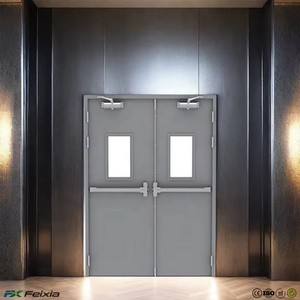 Commercial building CE certified listed double fire exit door galvanized steel fireproof other doors with panic push bar