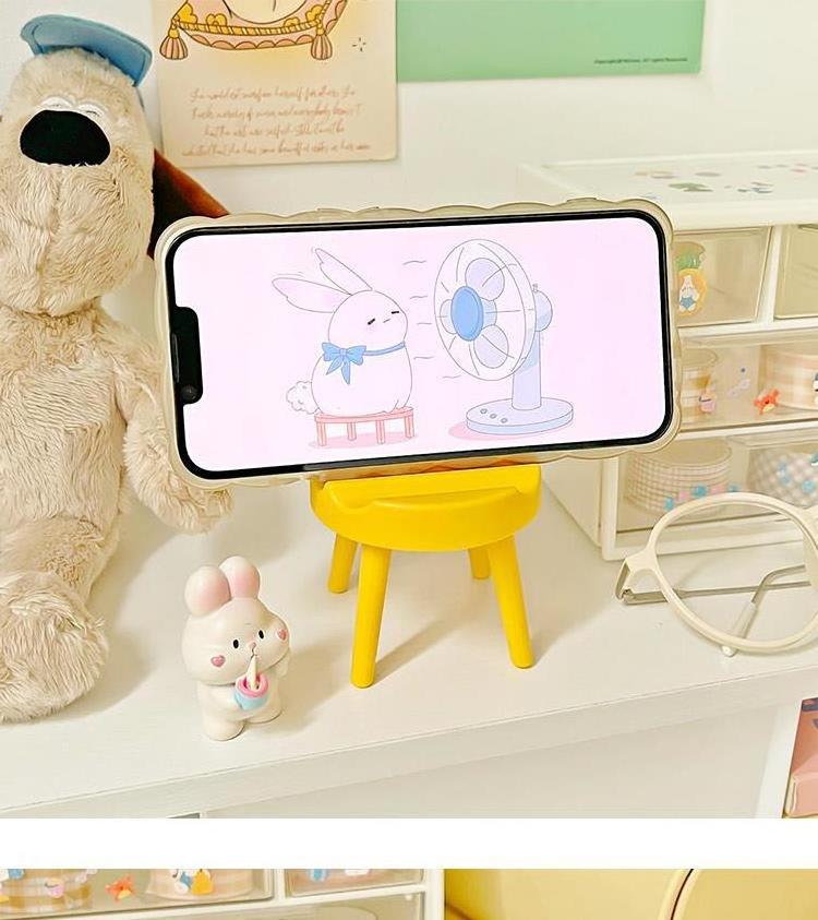 Cute Rabitt Design Universal Folding Phone Holder Candy Color Multi-Angle Mobile Phone Desktop Cell Phone Stand