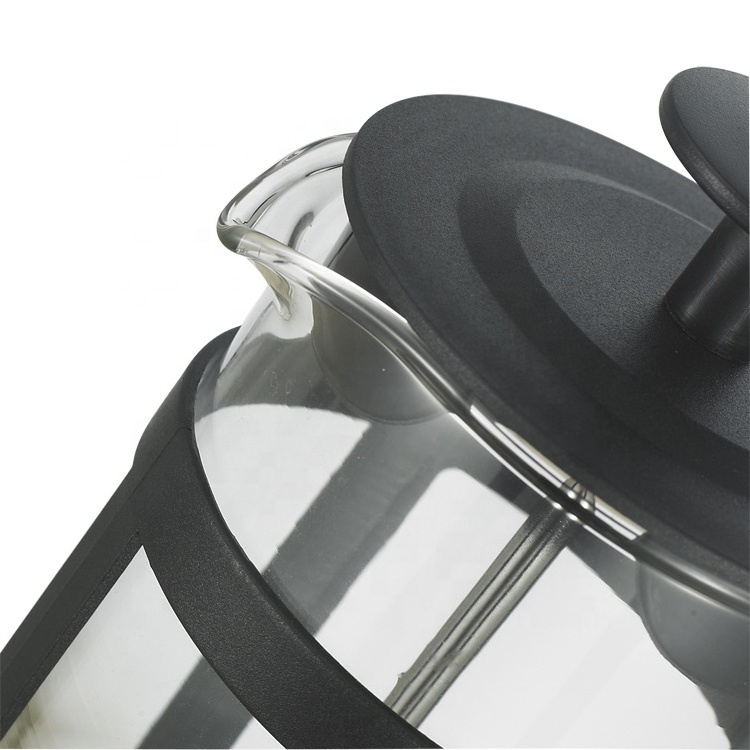 Large capacity 800ml high borosilicate glass portable french press black color plastic coffee press