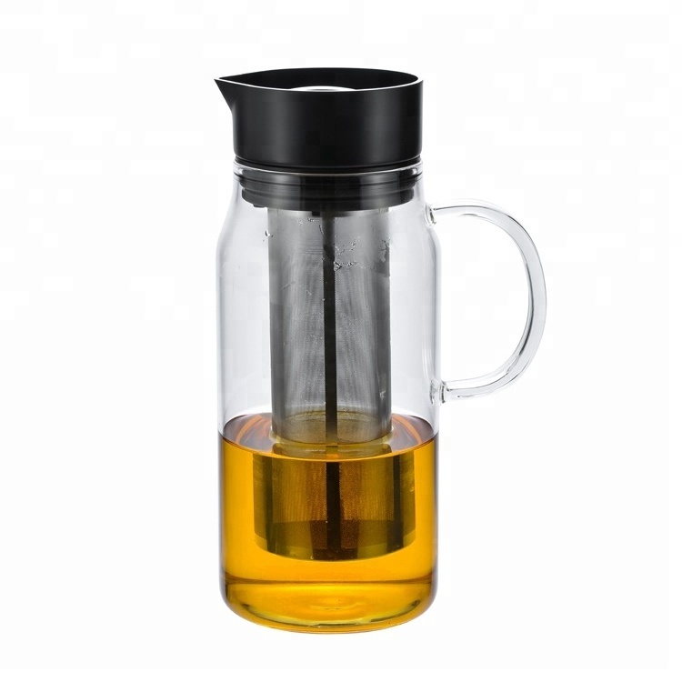 1.5L Large Cold Brew Coffee Maker Glass Coffee Carafe With Removeable Stainless Steel Filter