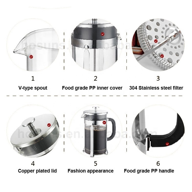 Promotion Chrome Metal French Press Coffee Makers coffee press